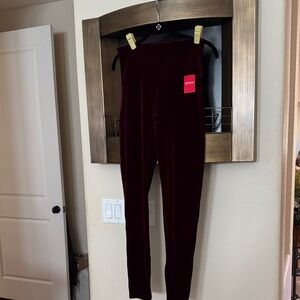 SPANX Deep Red Velvet Leggings